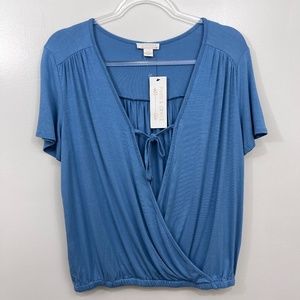 Finn‎ & Grace Blue Wrap Top S NWT